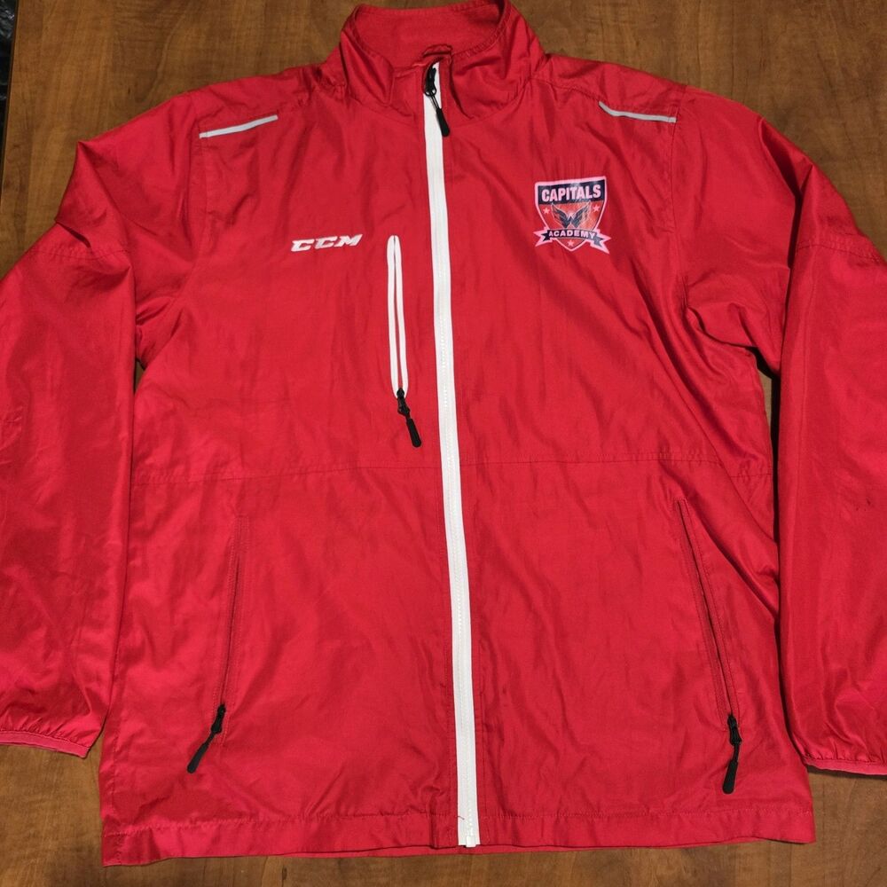 CCM Mens Washington Capitals Academy Full Zip 3 Pocket Windbreaker Jacket L